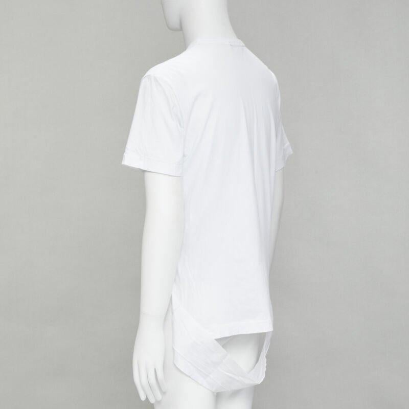 COMME DES GARCONS HOMME PLUS 2015 white deconstructed fishnet hem tshirt M For Sale 1