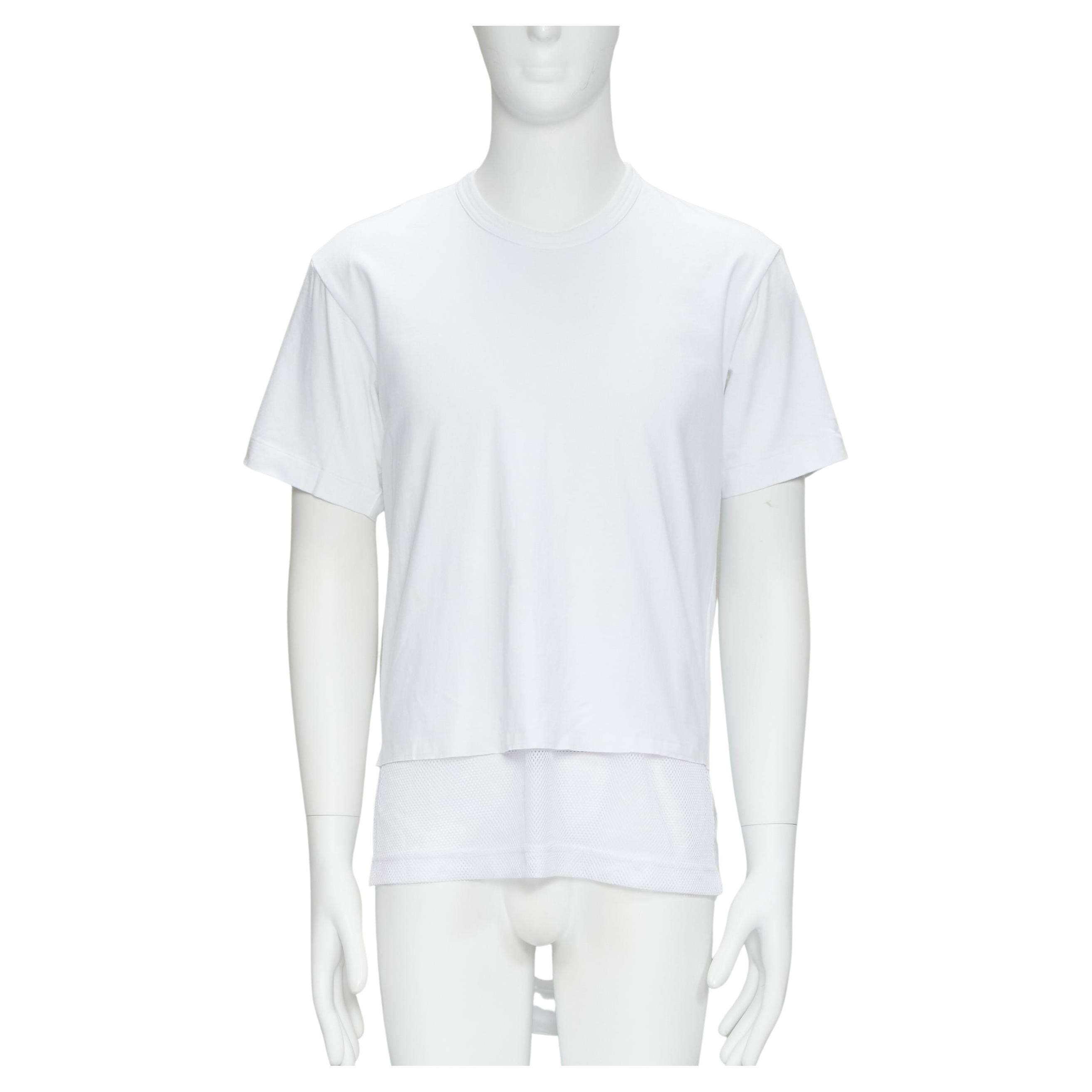 COMME DES GARCONS HOMME PLUS 2015 white deconstructed fishnet hem tshirt M For Sale