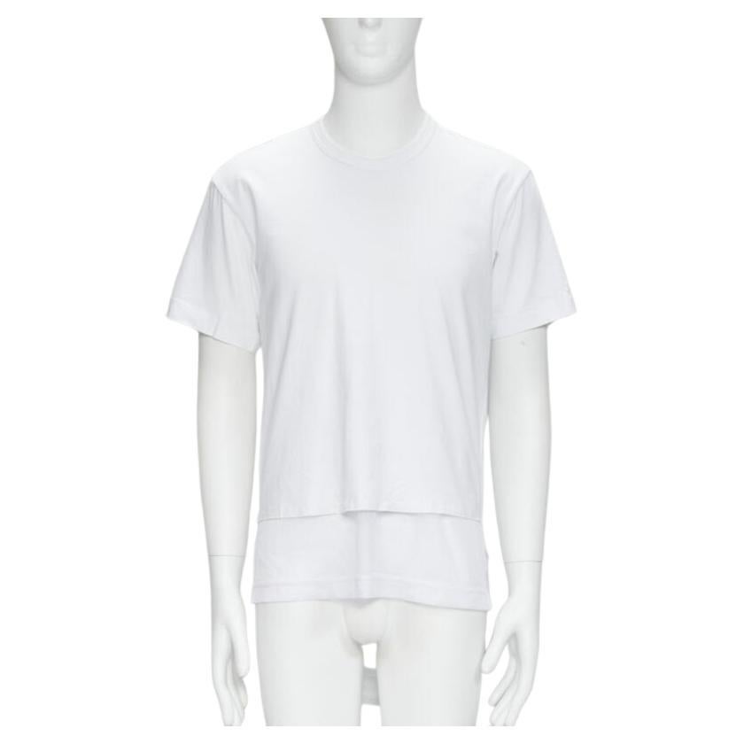 COMME DES GARCONS HOMME PLUS 2015 white deconstructed fishnet hem tshirt M For Sale