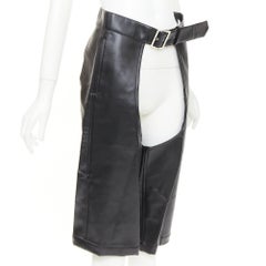 COMME DES GARCONS HOMME PLUS 2019 Runway faux leather cutout chaps shorts XS