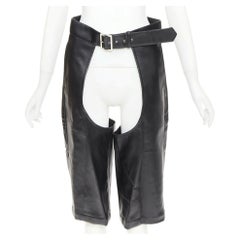 COMME DES GARCONS HOMME PLUS 2019 Runway faux leather cutout chaps shorts XS