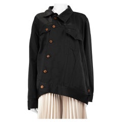 Comme Des Garcons Homme Plus Black Asymmetric Button Up Jacket Size M