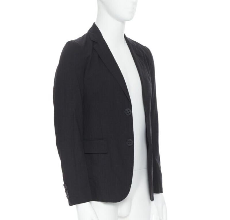 Black COMME DES GARCONS HOMME PLUS black check rubber buttons blazer jacket XS For Sale