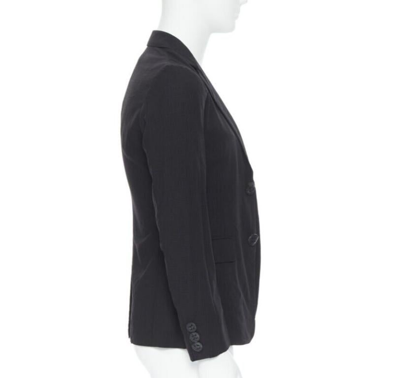 COMME DES GARCONS HOMME PLUS black check rubber buttons blazer jacket XS In Excellent Condition For Sale In Hong Kong, NT