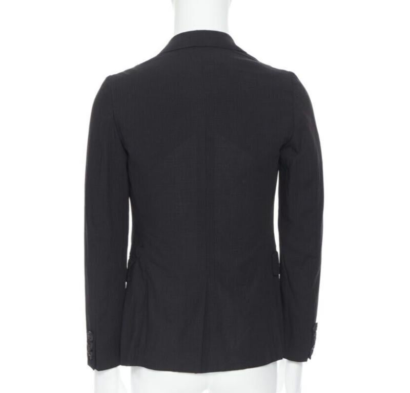 Men's COMME DES GARCONS HOMME PLUS black check rubber buttons blazer jacket XS For Sale