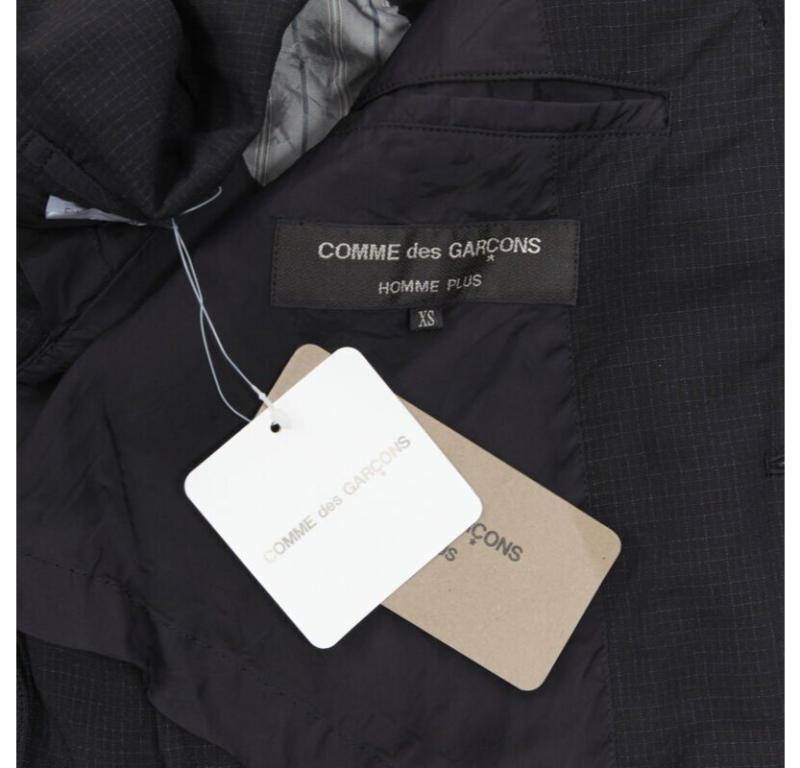 COMME DES GARCONS HOMME PLUS black check rubber buttons blazer jacket XS For Sale 4
