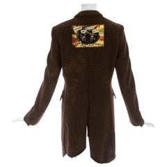 Comme des Garcons Homme Plus brown wool bleached checked punk coat, ca. 2008