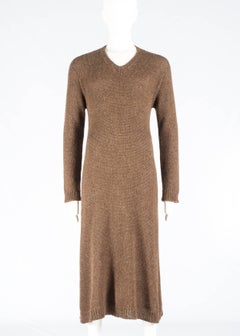 Comme des Garcons Homme Plus brown wool knitted v-neck sweater dress, A / W 1995
