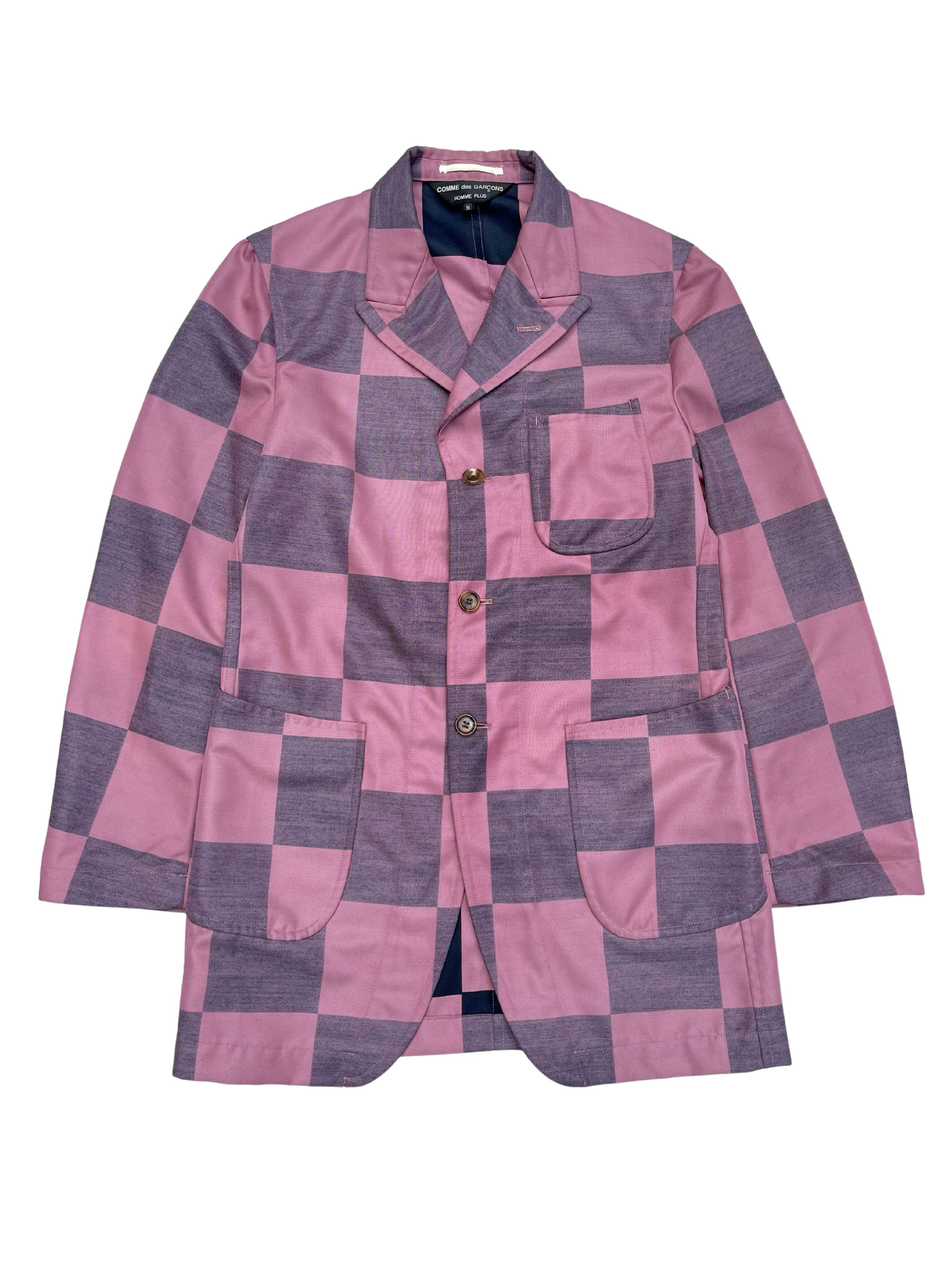 Women's or Men's COMME des GARCONS Homme Plus Checkered Suit, Spring Summer 2002, size M.