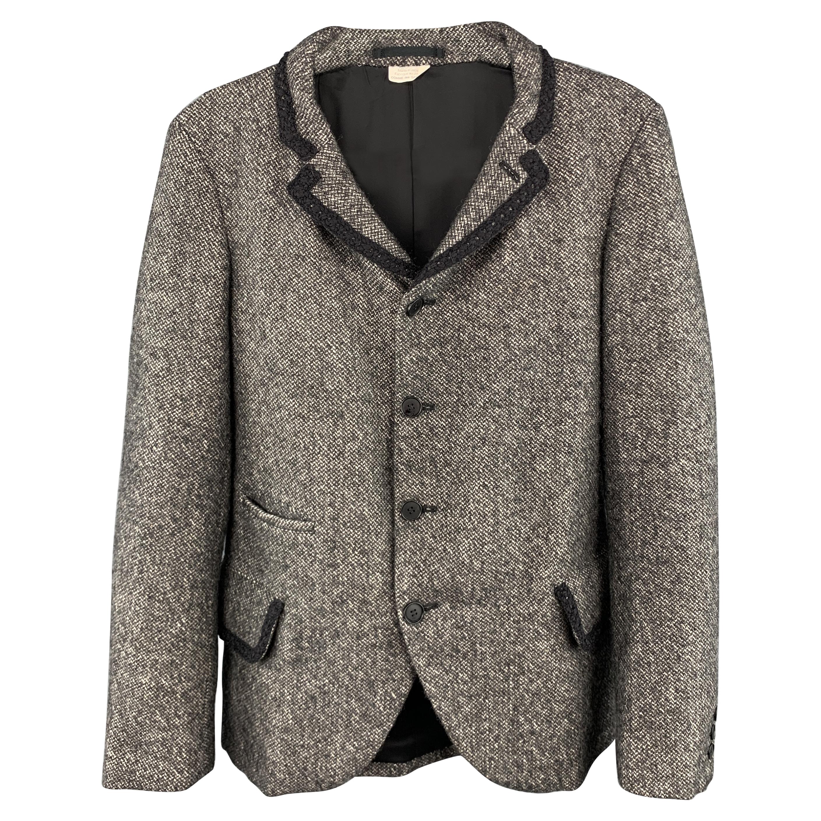 COMME des GARCONS HOMME PLUS Chest Size XS Tweed Grey 
Black Jacket