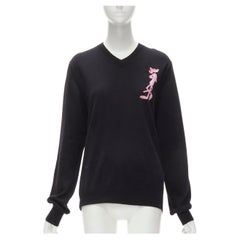 COMME DES GARCONS HOMME PLUS Pull noir panthère rose toujours vert, taille M