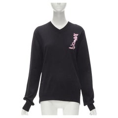 COMME DES GARCONS HOMME PLUS Pull noir panthère rose toujours vert, taille M