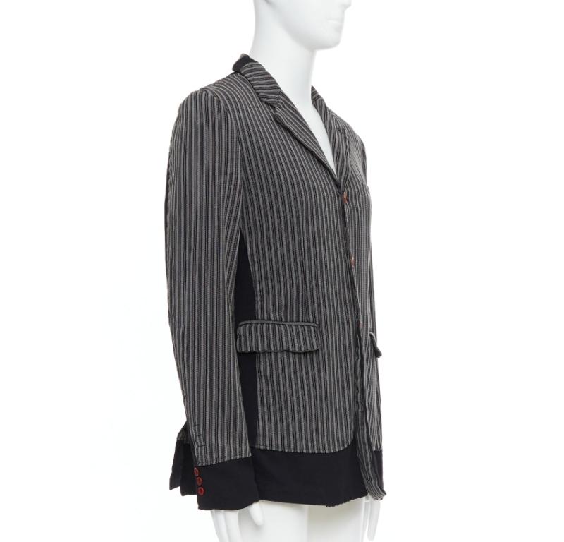 Black COMME DES GARCONS HOMME PLUS Evergreen grey black striped layered blazer M For Sale