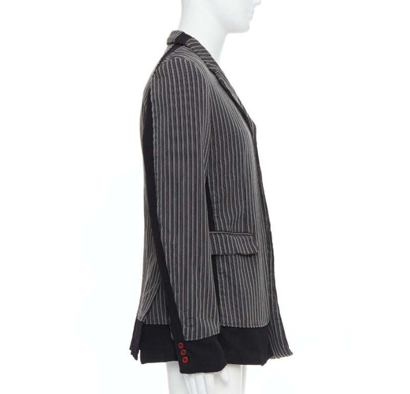 COMME DES GARCONS HOMME PLUS Evergreen grey black striped layered blazer M In Good Condition For Sale In Hong Kong, NT