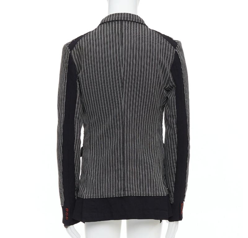 Men's COMME DES GARCONS HOMME PLUS Evergreen grey black striped layered blazer M For Sale