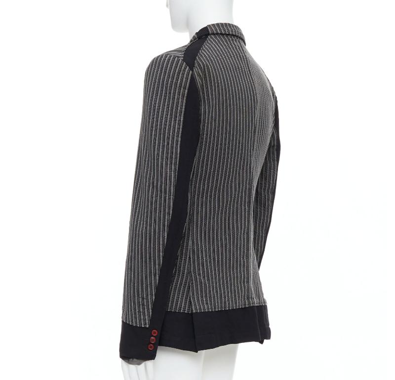 COMME DES GARCONS HOMME PLUS Evergreen grey black striped layered blazer M For Sale 1