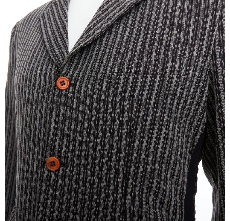 COMME DES GARCONS HOMME PLUS Evergreen grey black striped layered blazer M For Sale 2
