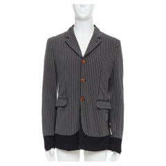 COMME DES GARCONS HOMME PLUS Evergreen grey black striped layered blazer M