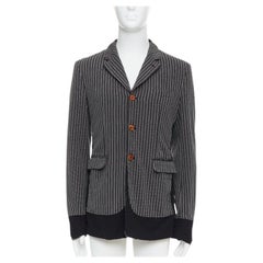COMME DES GARCONS HOMME PLUS Blazer superposé rayé gris noir M.