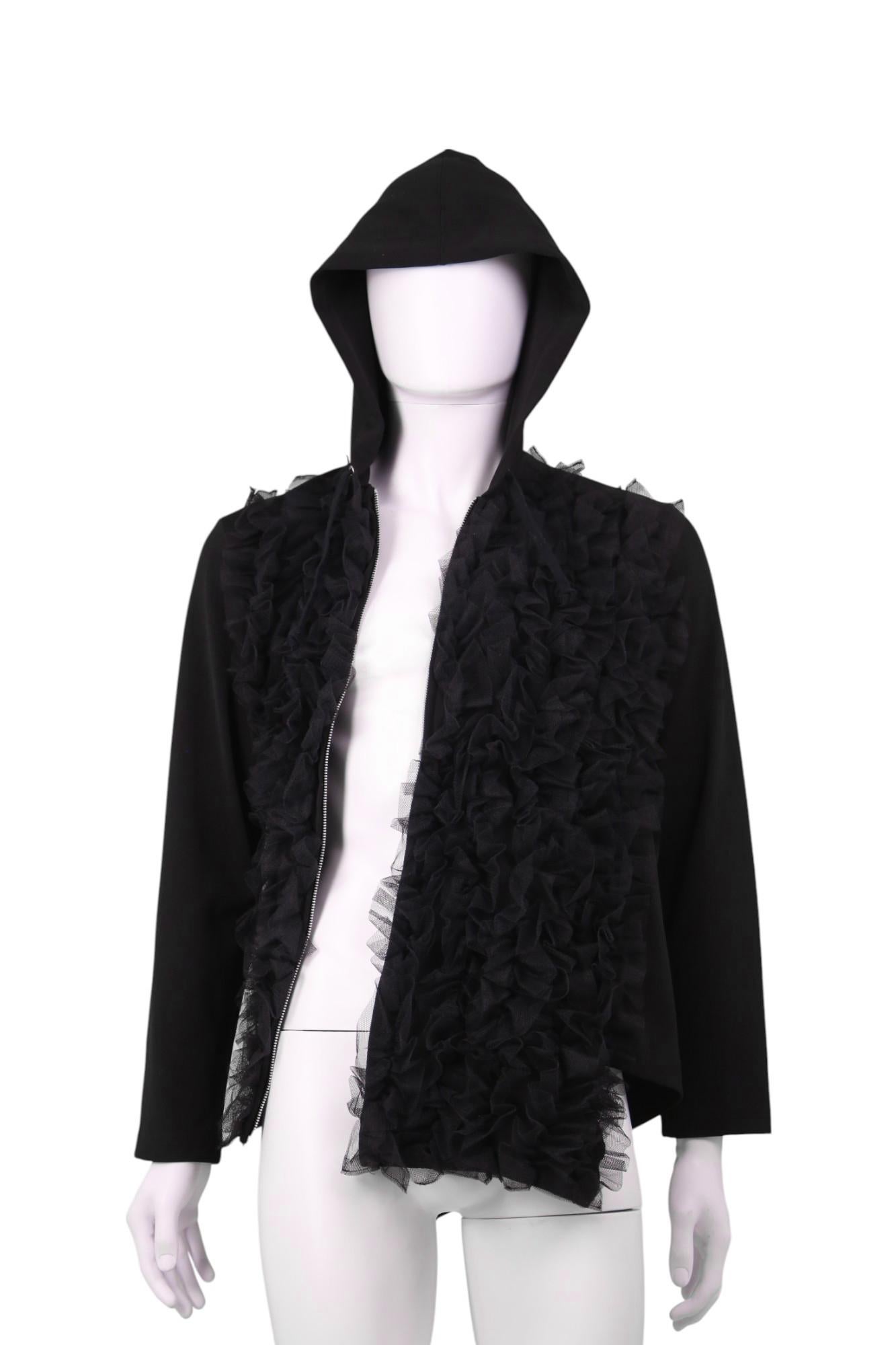 Comme des Garçons Homme Plus F/W 2022 Hoodie noir avec tulle Unisexe en vente