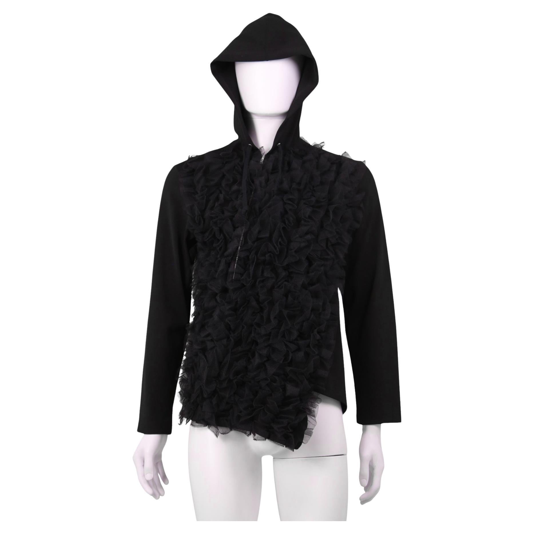 Comme des Garçons Homme Plus F/W 2022 Hoodie noir avec tulle en vente