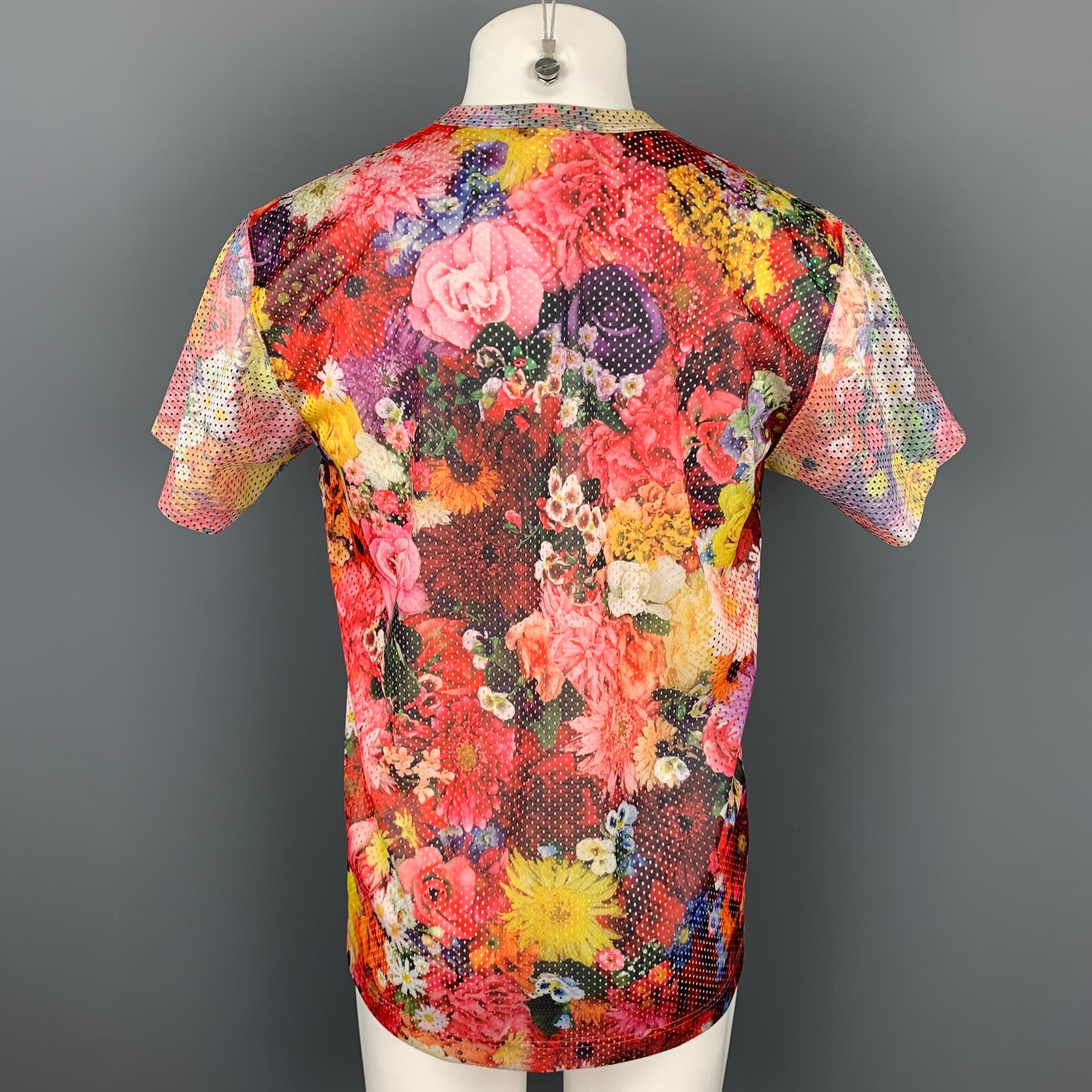 COMME des GARCONS HOMME PLUS Fall 2016 Size L Multi-Color Mesh Floral T-shirt In Excellent Condition In San Francisco, CA