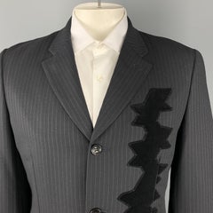 COMME des GARCONS HOMME PLUS L Black Stripe Wool Velvet Applique Sport Coat