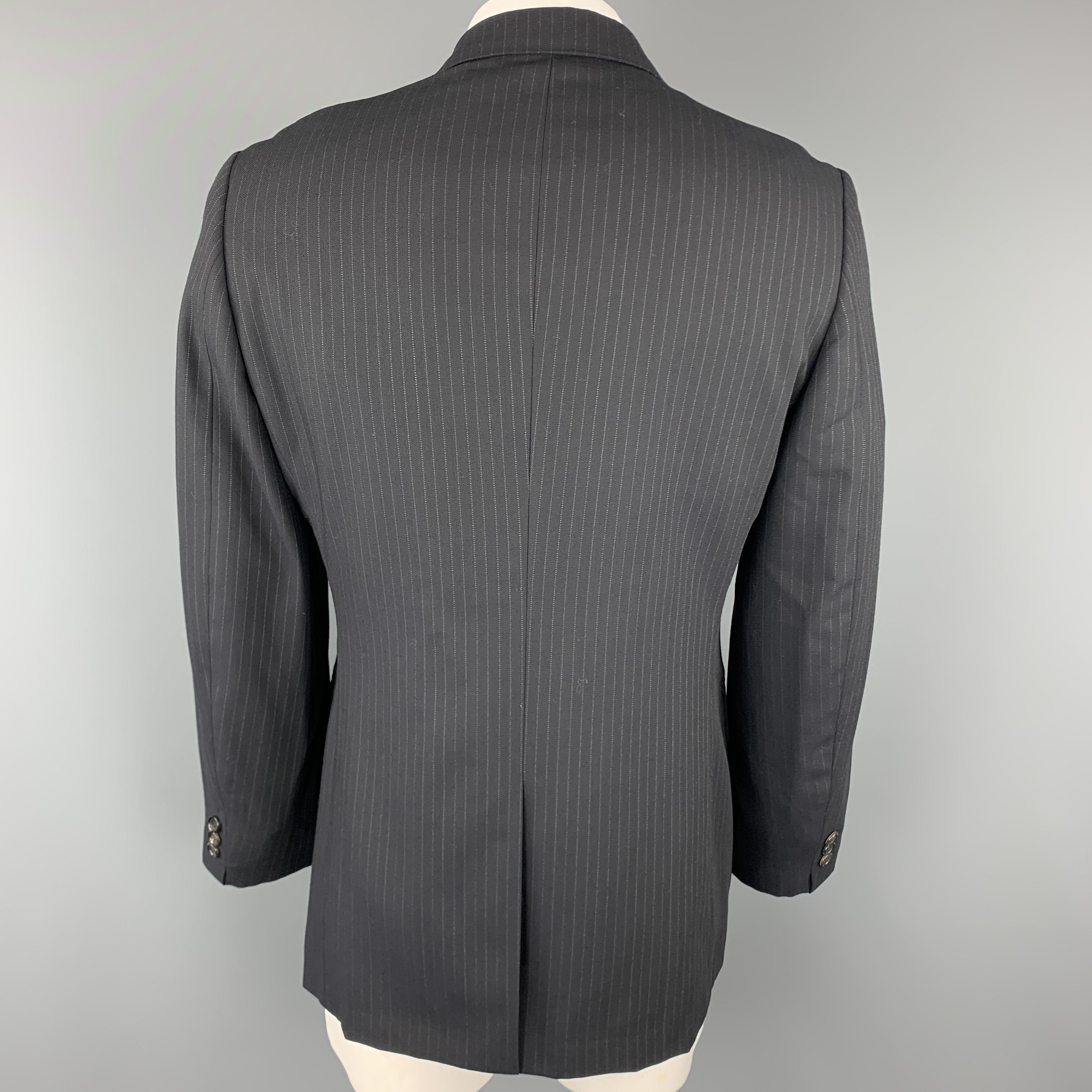 Men's COMME des GARCONS HOMME PLUS L Black Stripe Wool Velvet Applique Sport Coat