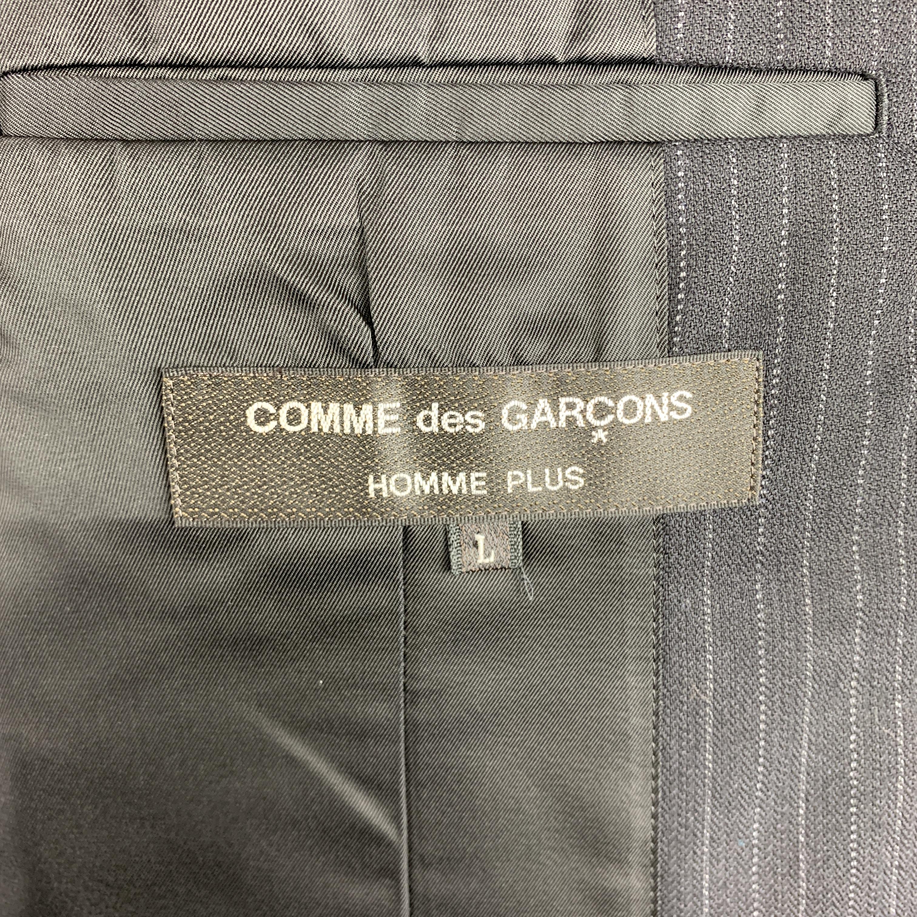 COMME des GARCONS HOMME PLUS L Black Stripe Wool Velvet Applique Sport Coat 1