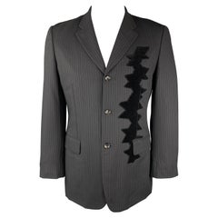 COMME des GARCONS HOMME PLUS L Black Stripe Wool Velvet Applique Sport Coat