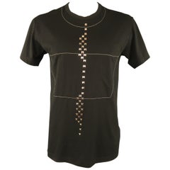 COMME des GARCONS HOMME PLUS L Black Studded Contrast Stitch Crew-Neck T-shirt