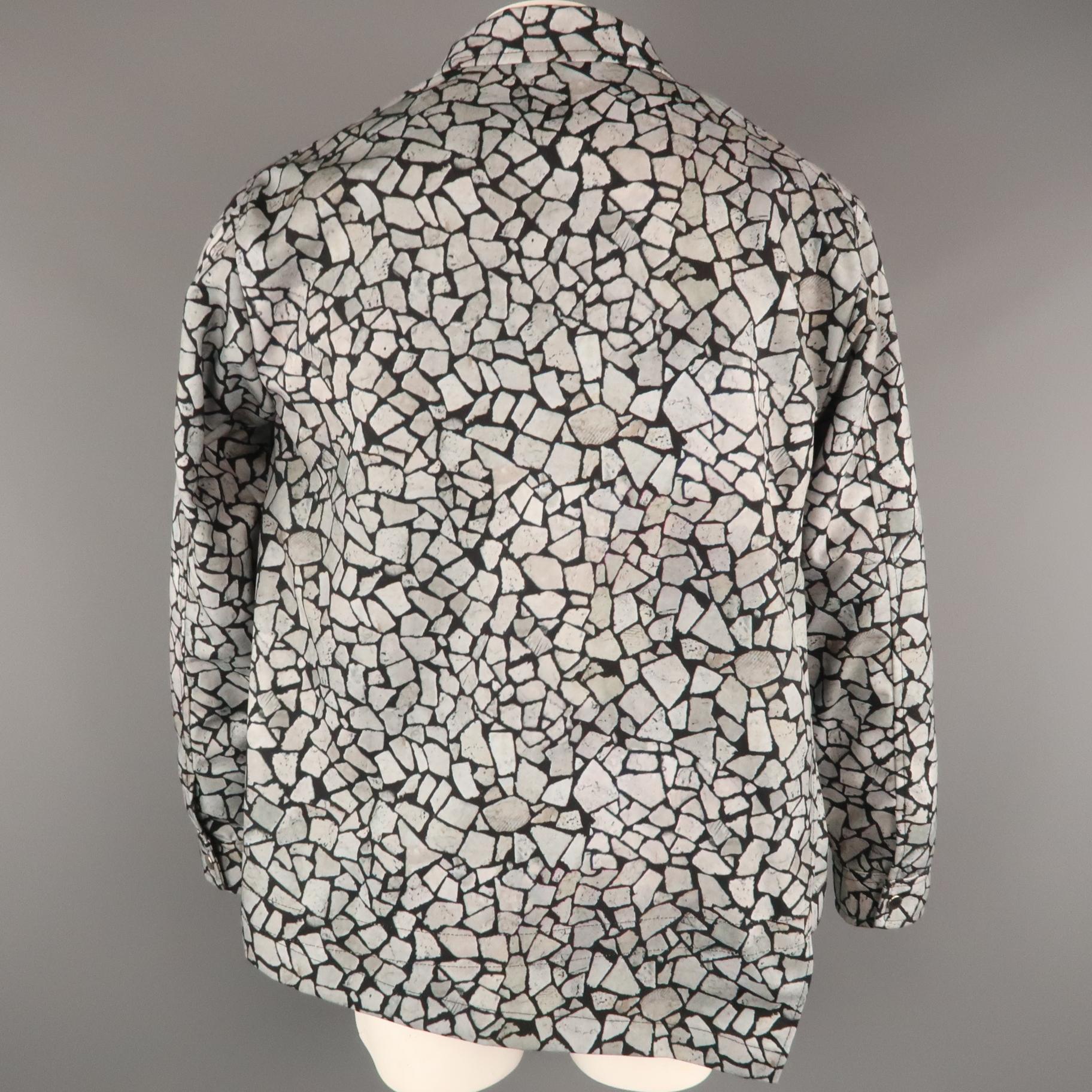 COMME des GARCONS HOMME PLUS L Gray Rock Print Asymmetrical Snap Blouson Jacket 2