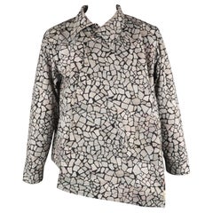 COMME des GARCONS HOMME PLUS L Gray Rock Print Asymmetrical Snap Blouson Jacket