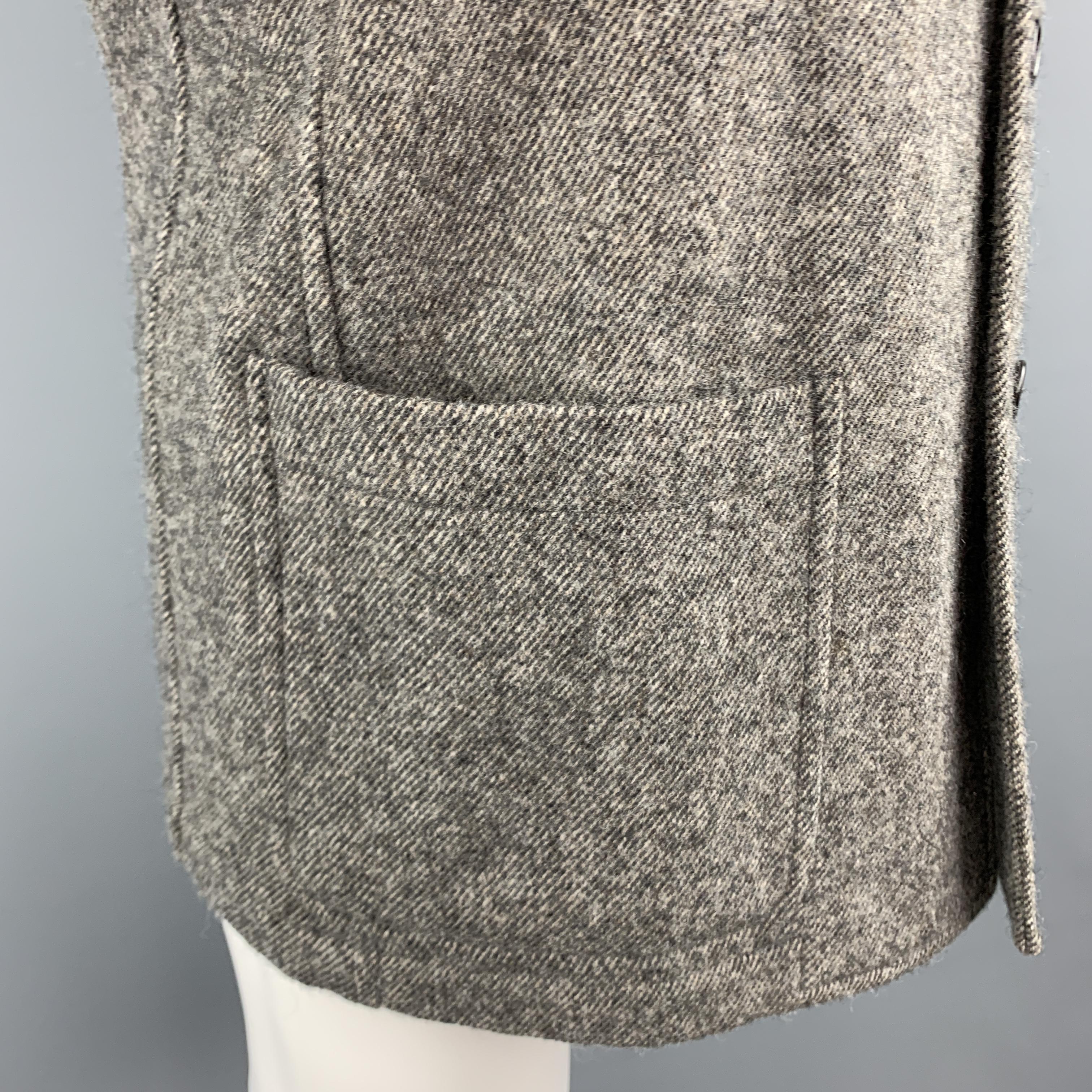 Men's COMME des GARCONS HOMME PLUS L Gray Wool Notch Lapel Fairisle Sleeve Sport Coat