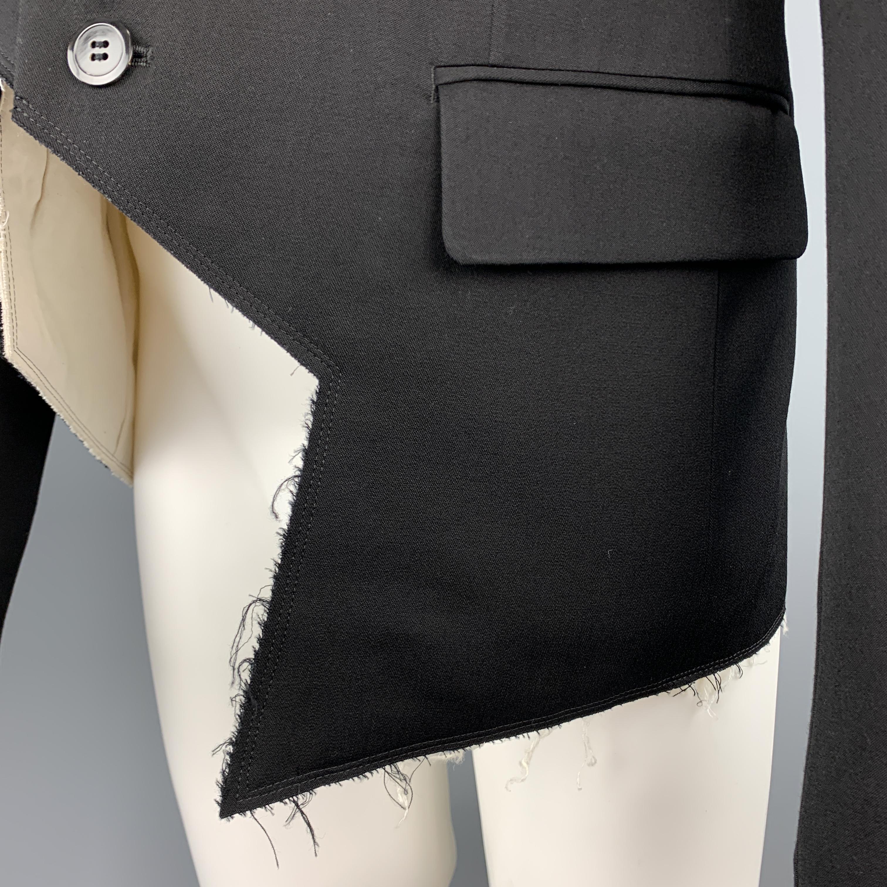 COMME des GARCONS HOMME PLUS M Black Wool Notch Lapel Cutout Hem Jacket 1