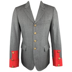 COMME des GARCONS HOMME PLUS M Grey Wool Red Cuff Military Jacket