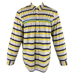 COMME des GARCONS HOMME PLUS M Grey & Yellow Striped Gathered Knit Shirt