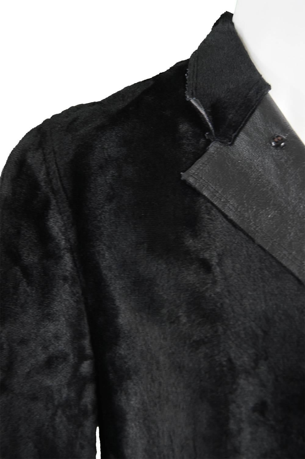 Black Comme Des Garcons Homme Plus Men's Faux Fur & Vegan Leather Coat, A/W 2002 