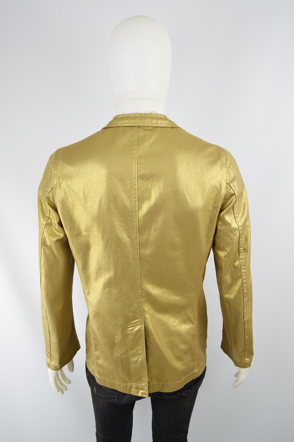 Comme Des Garcons Homme Plus Men's Gold Cotton Raw Edge Blazer Jacket, 2006 In Excellent Condition In Doncaster, South Yorkshire