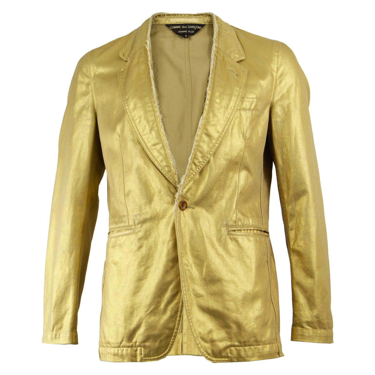 Comme Des Garcons Homme Plus Men's Gold Cotton Raw Edge Blazer Jacket, 2006