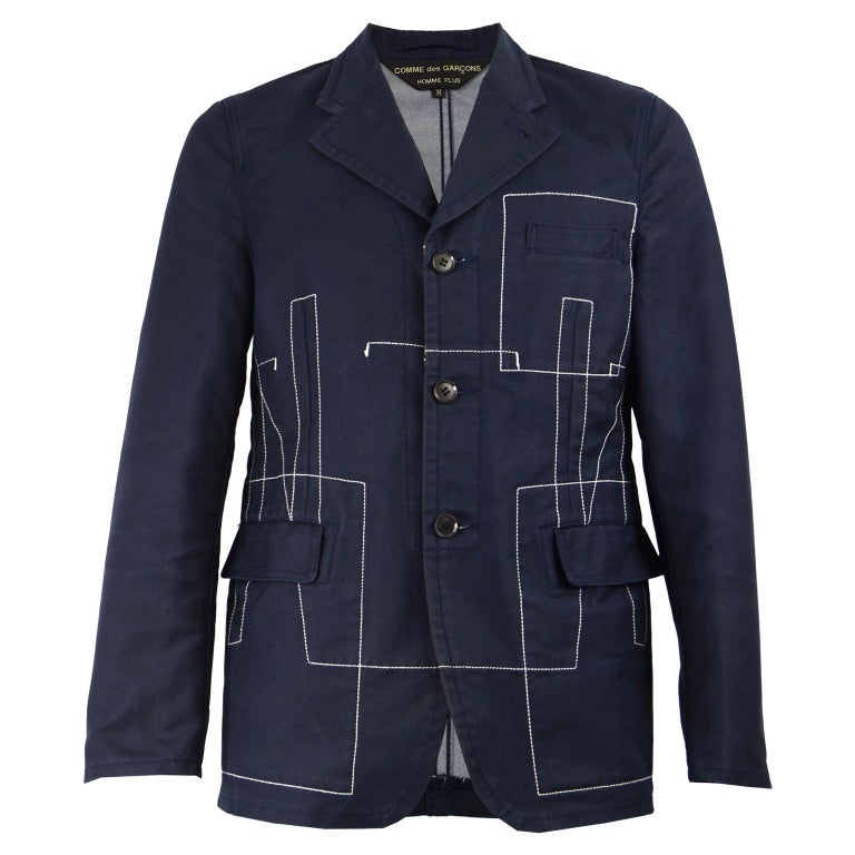 Comme Des Garcons Homme Plus Men's Vintage Navy Blue Blazer Jacket, AD 2003  at 1stDibs | comme des garcons homme plus 2003, vintage navy blazer, comme  des garcons blazer mens