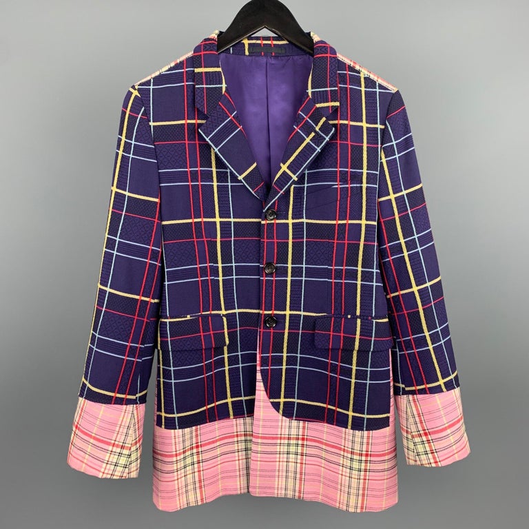 COMME des GARCONS HOMME PLUS Purple Red Pink Mixed Plaid Wool Docking ...