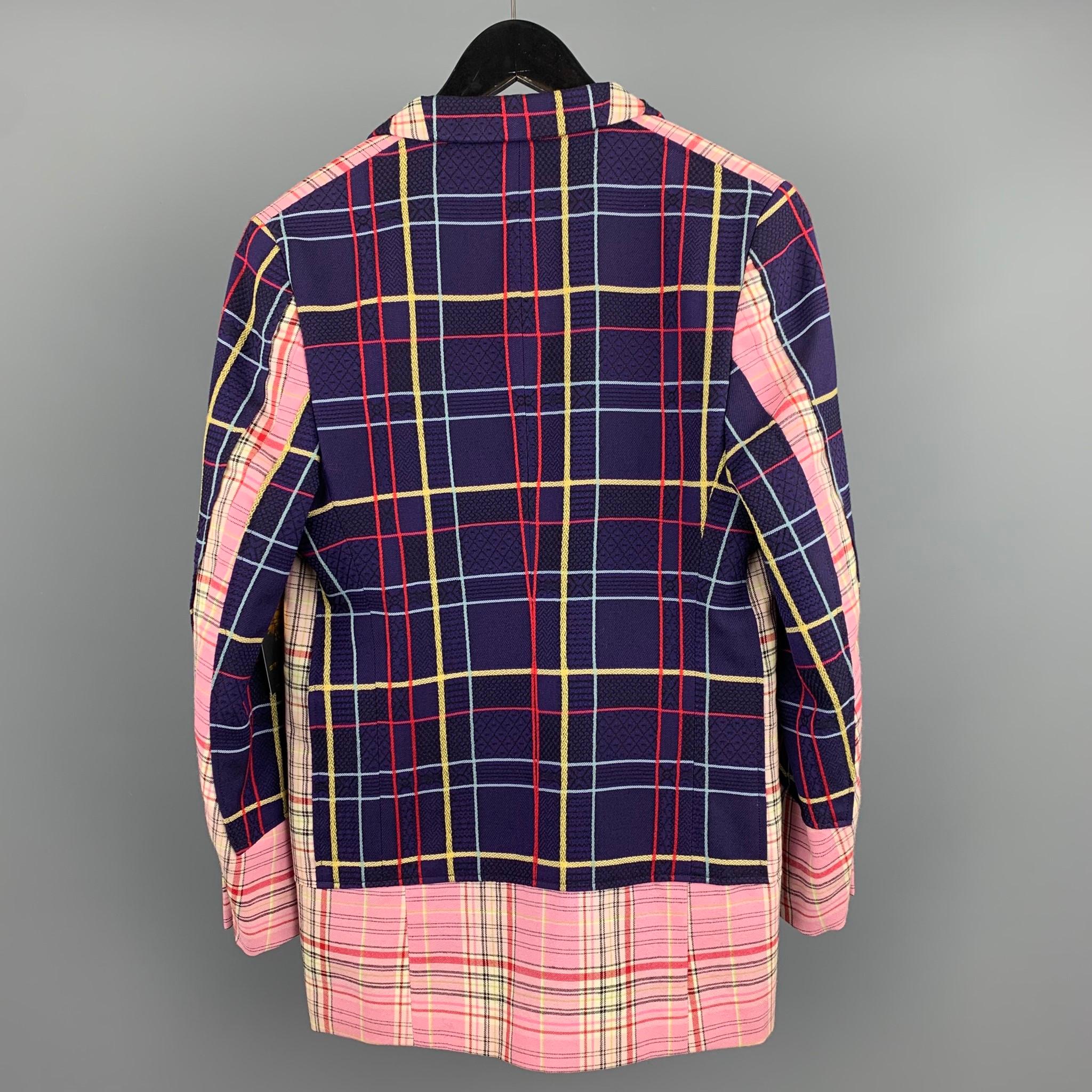 COMME des GARCONS HOMME PLUS Purple Red Pink Mixed Plaid Wool Docking Suit In Excellent Condition In San Francisco, CA