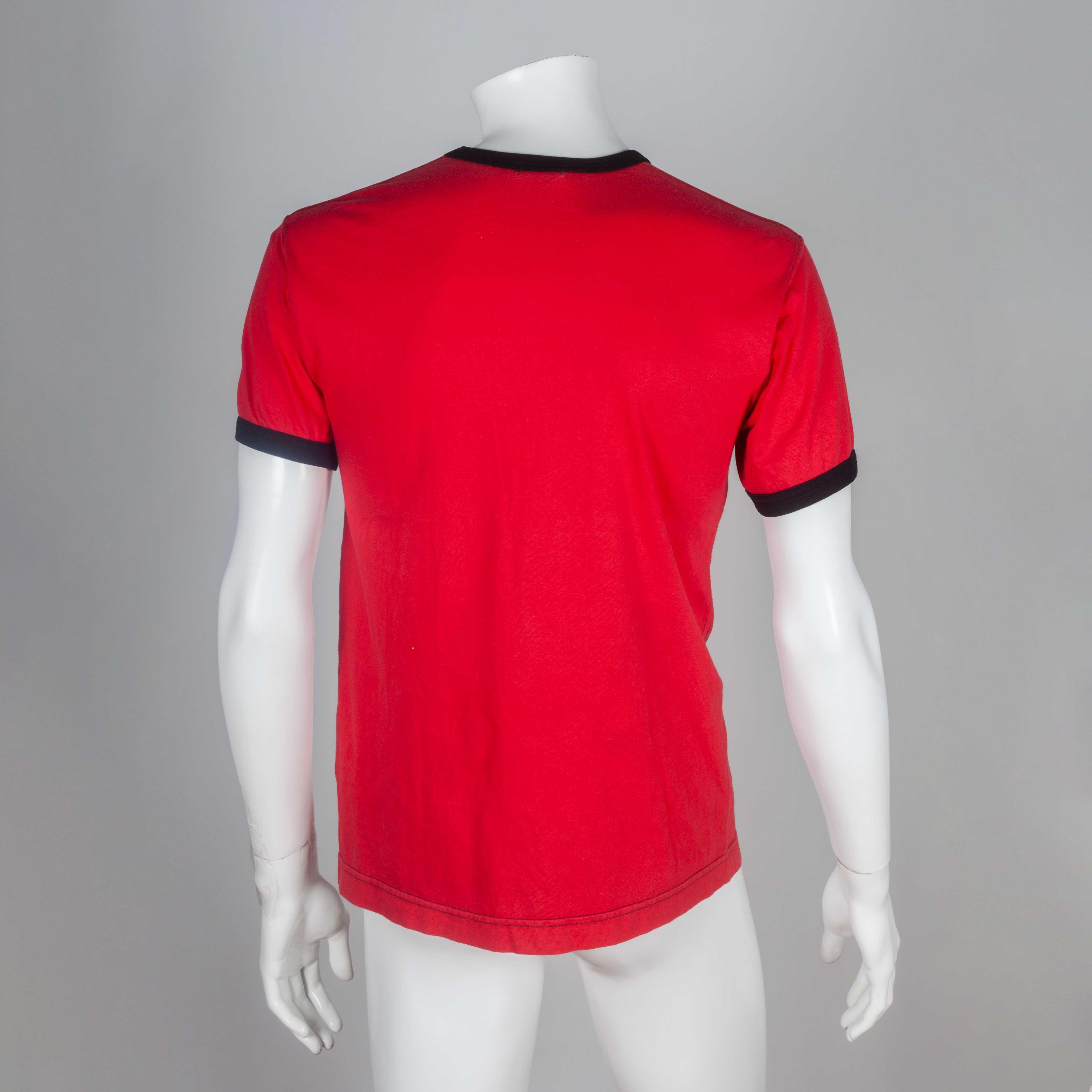 Comme des Garçons Homme Plus Red T-shirt with Black Squares, 2003 In Good Condition In Chicago, IL