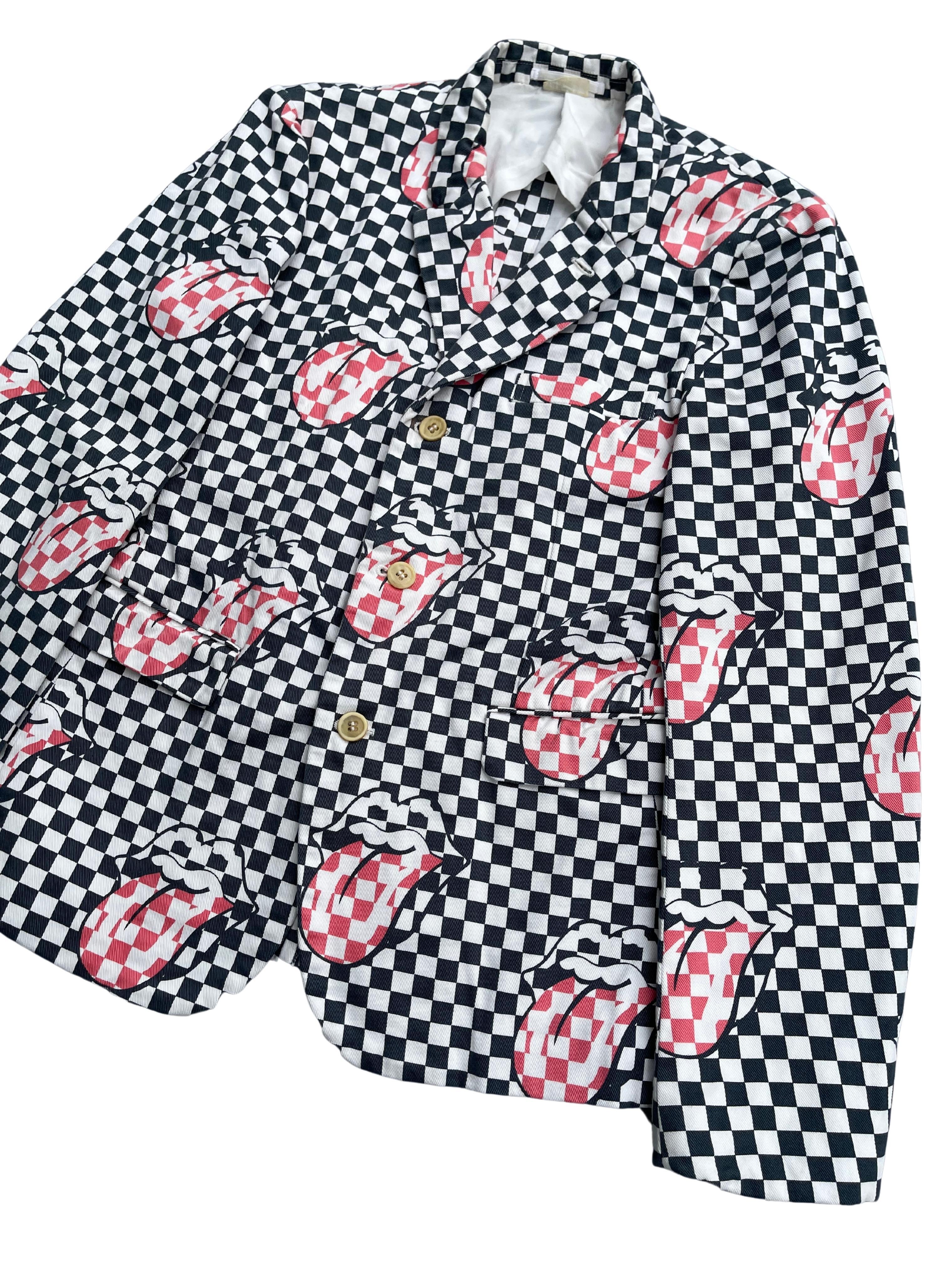 Gray Comme Des Garcons Homme Plus Rolling Stones Checkered Blazer, Spring Summer 2006 For Sale