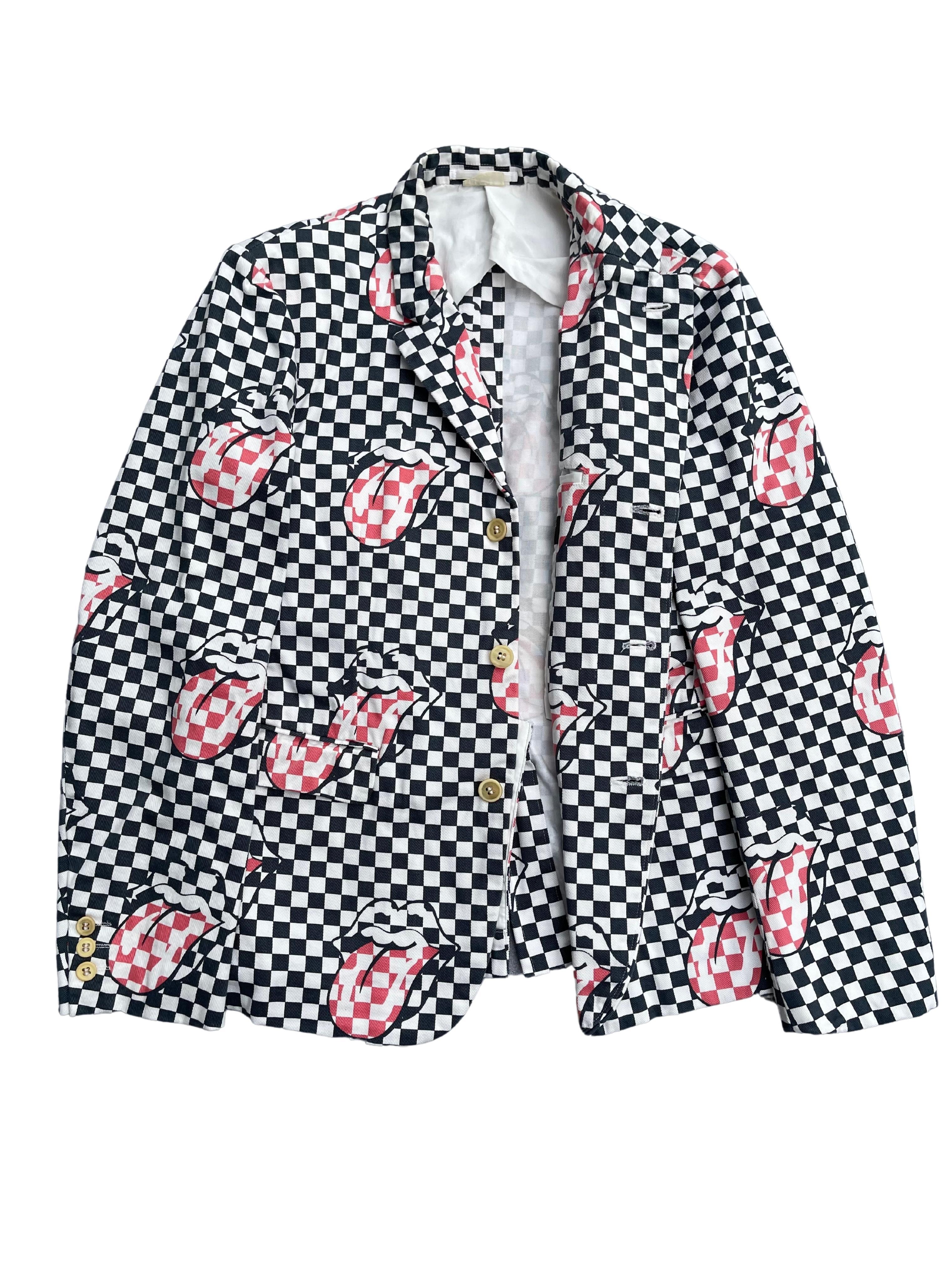 Comme Des Garcons Homme Plus Rolling Stones Checkered Blazer, Spring Summer 2006 In Excellent Condition For Sale In Seattle, WA