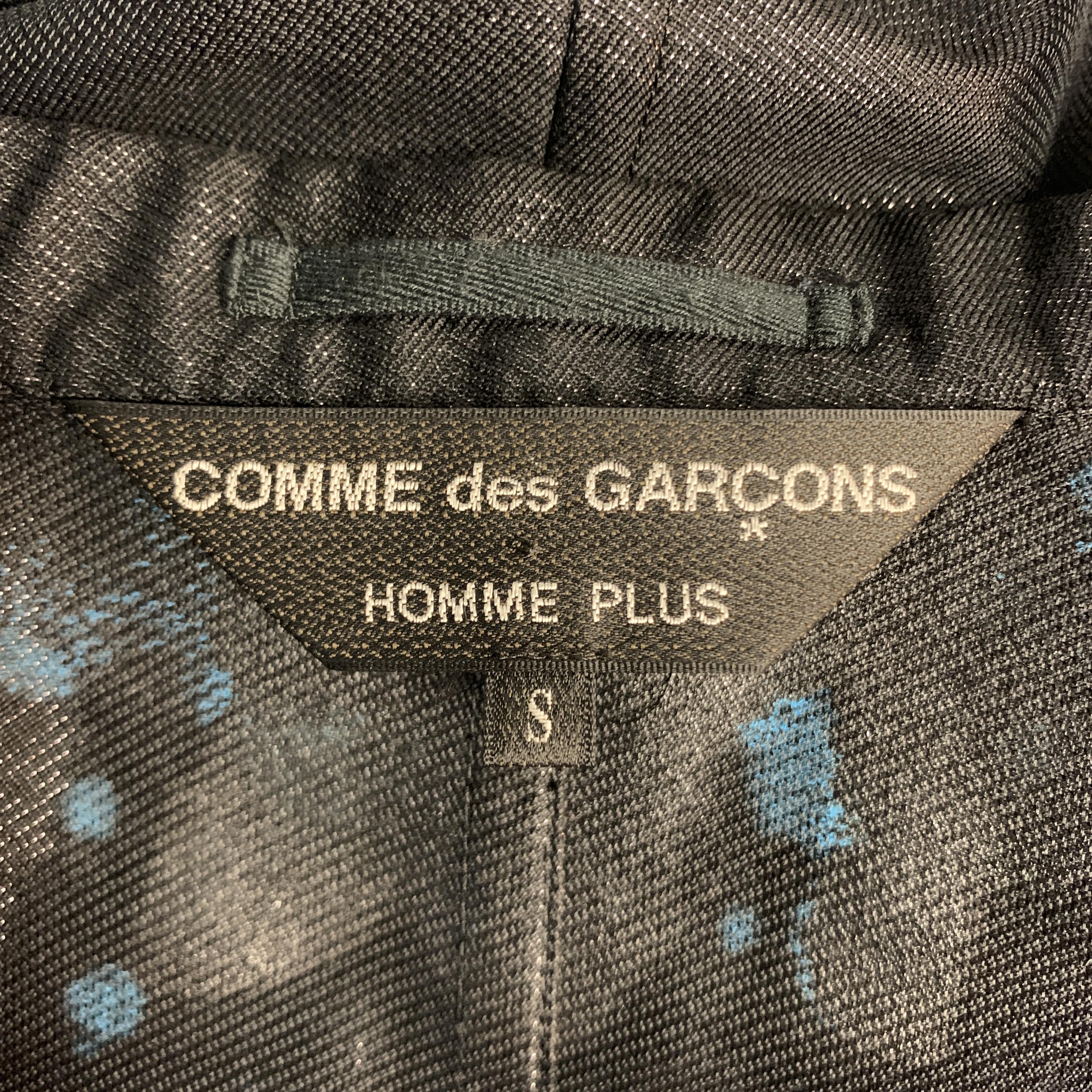 COMME des GARCONS HOMME PLUS S Black Blue Splattered Paint Wool Blend Sport Coat 7