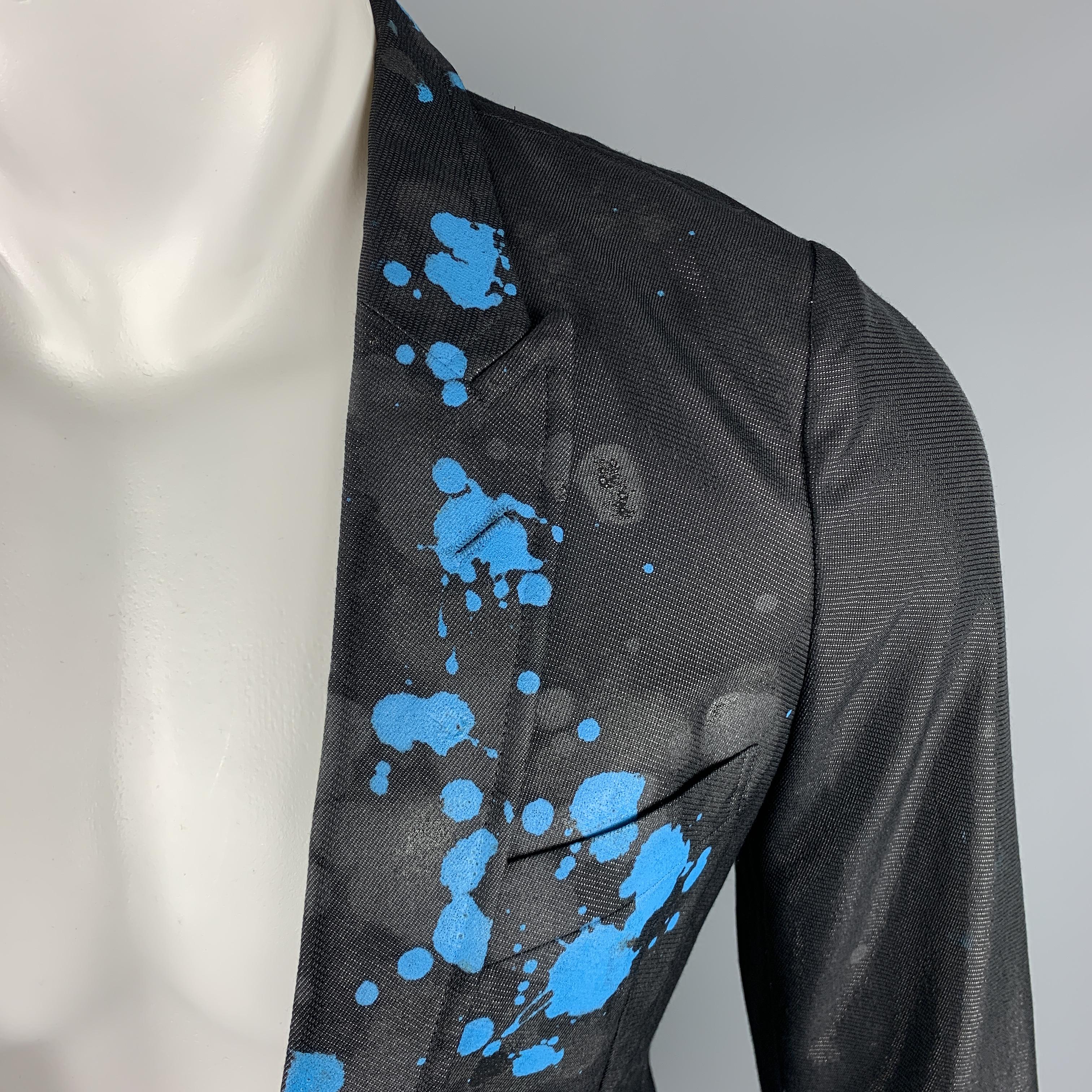 COMME des GARCONS HOMME PLUS S Black Blue Splattered Paint Wool Blend Sport Coat In Excellent Condition In San Francisco, CA