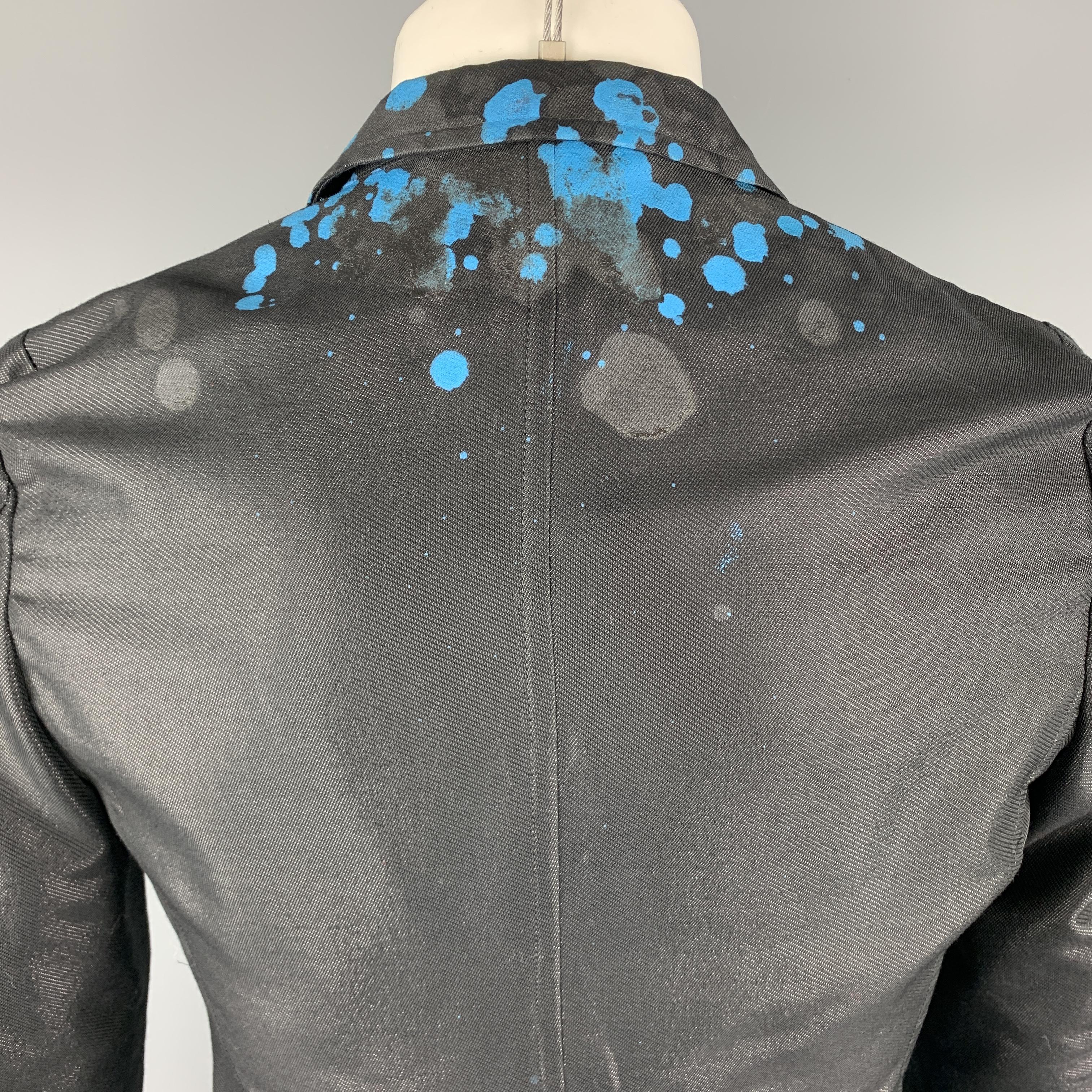 COMME des GARCONS HOMME PLUS S Black Blue Splattered Paint Wool Blend Sport Coat 2