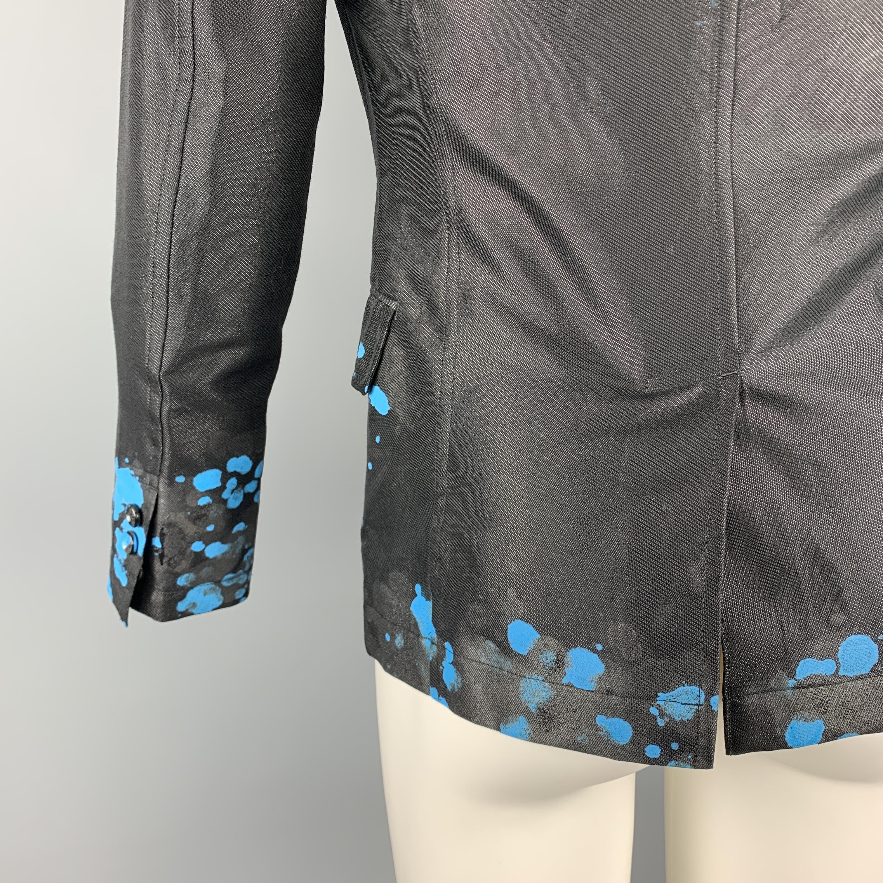 COMME des GARCONS HOMME PLUS S Black Blue Splattered Paint Wool Blend Sport Coat 3
